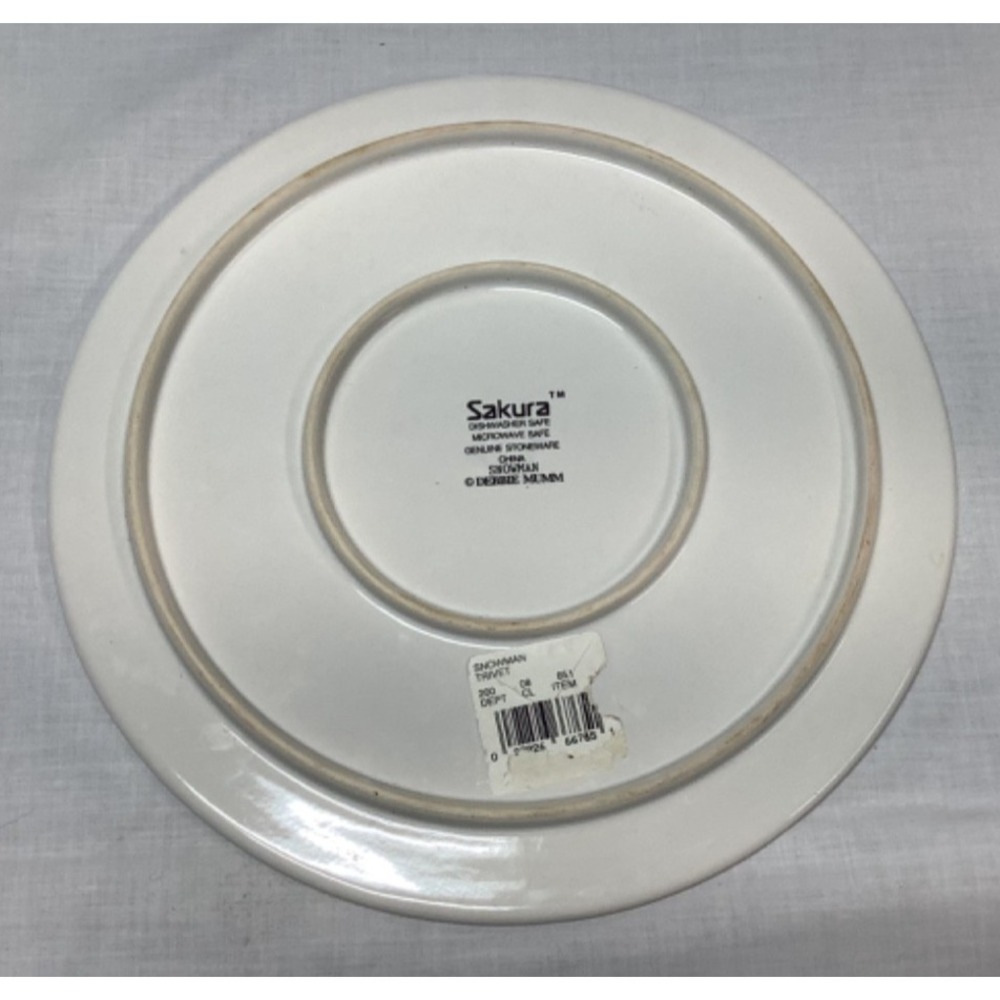 Debbie Mumm Sakura Snowman Stoneware Trivet 9.5" cookies for Santa plate - Picture 3 of 5